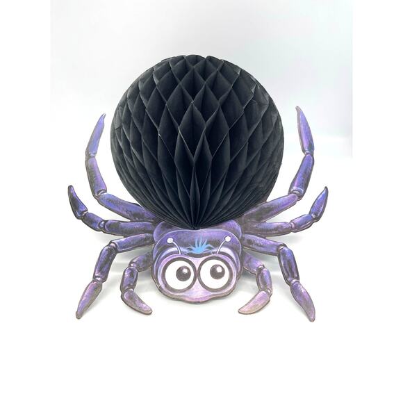 Vintage Halloween Amscan Honeycomb Spider Paper Decoration Black Purple 12"x12" - Picture 1 of 6